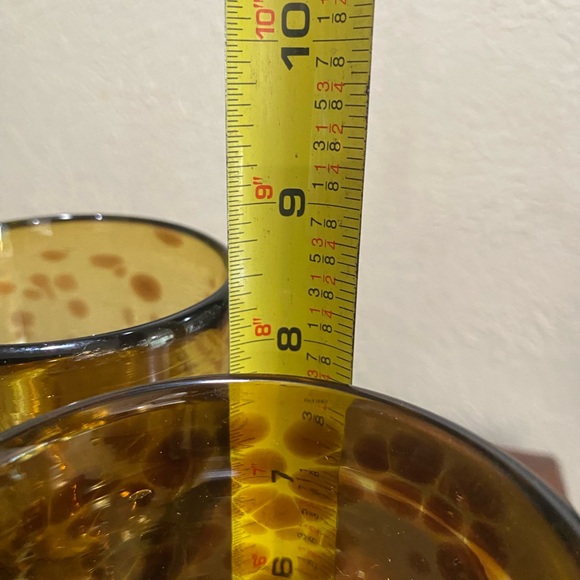 Set of 4, Handblown Wine Glasses, Tortoise Shell Or Amber Speckled Pattern - Picture 6 of 6